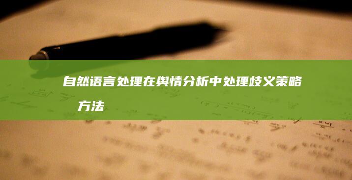 自然语言处理在舆情分析中处理歧义：策略和方法